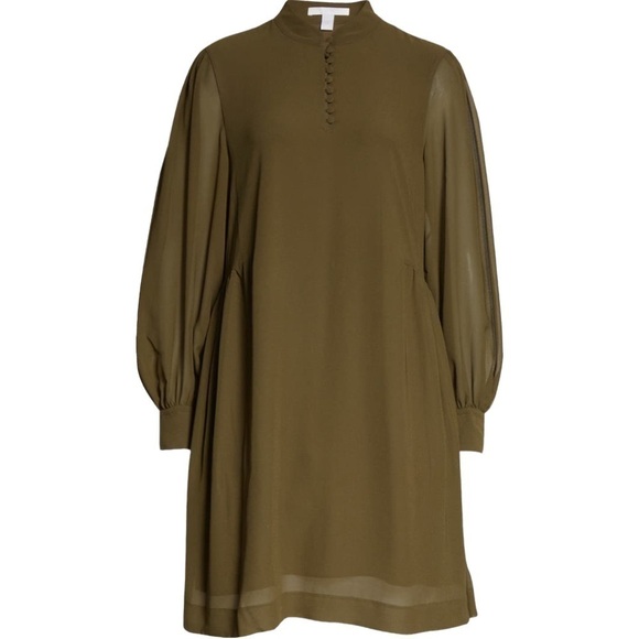 HUGO Boss DERINNE LONG SLEEVE SHIFT DRESS IN KHAKI - Picture 4 of 16